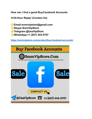 How can i find a good Buy,Facebook Accounts