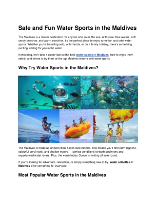 Safe and Fun Water Sports in the Maldives