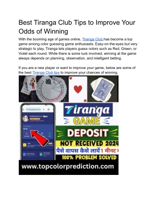 Best Tiranga Club Tips to Improve Your Odds of Winning