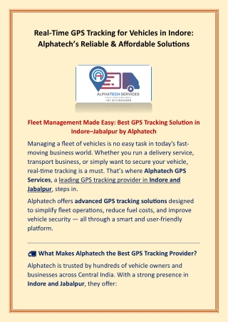 Fleet Management Made Easy: Best GPS TrackiGPS Service Provider In Indore, India