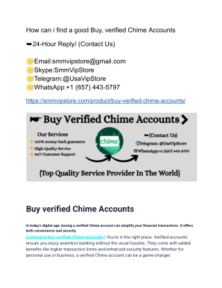 How can i find a good Buy, verified Chime Accounts