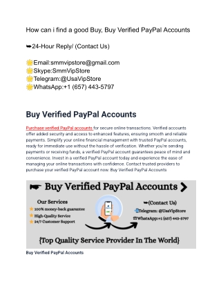 How can i find a good Buy, Buy Verified PayPal Accounts