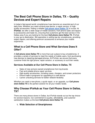 The Best Cell Phone Store in Dallas, TX – Quality Devices and Expert Repairs
