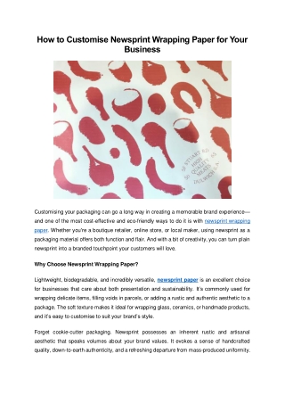 How to Customise Newsprint Wrapping Paper for Your Business