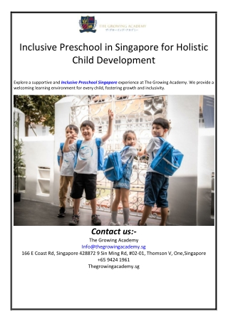 Inclusive Preschool in Singapore for Holistic Child Development