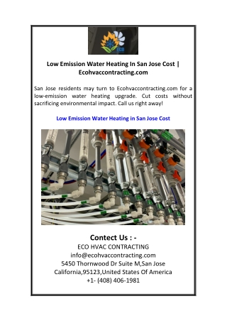 Low Emission Water Heating In San Jose Cost  Ecohvaccontracting.com