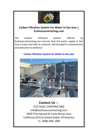 Carbon Filtration System For Water In San JoseEcohvaccontracting.com
