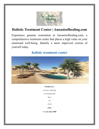Holistic Treatment Center | Anoasisofhealing.com