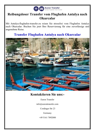 Reibungsloser Transfer vom Flughafen Antalya nach Okurcalar