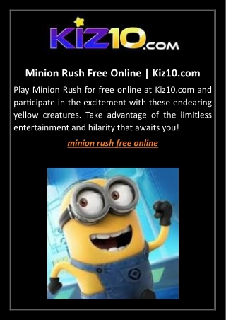 minion rush free online kiz10 com