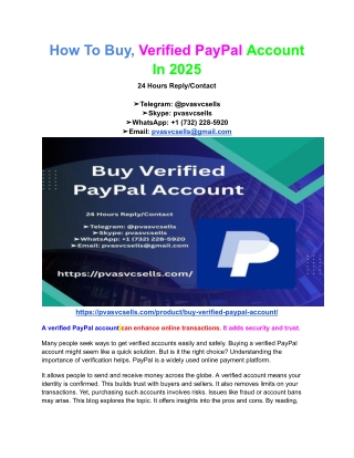 How To Buy, Verified PayPal Account In 2025