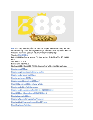 B88 - Chơi Casino Đẳng Cấp 5_ Quốc Tế Được Bình Chọn