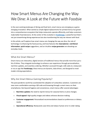 how smart menus are changing the way we dine
