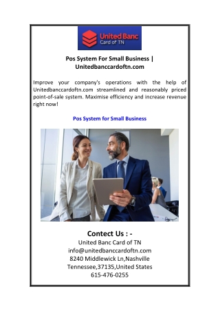 Pos System For Small Business  Unitedbanccardoftn.com