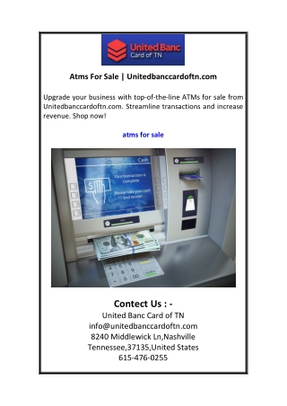 Atms For Sale  Unitedbanccardoftn.com