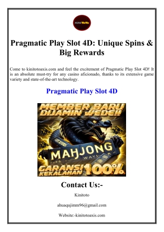 Pragmatic Play Slot 4D: Unique Spins & Big Rewards