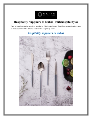Hospitality Suppliers In Dubai  Elitehospitality.ae