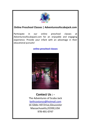 Online Preschool Classes  Adventuresofscubajack.com