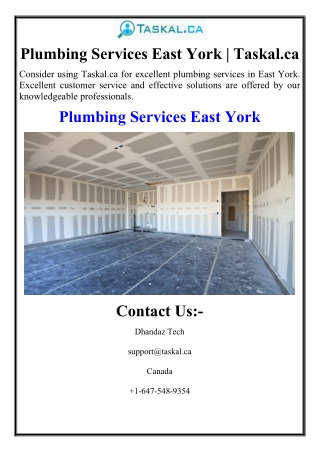 Plumbing Services East York | Taskal.ca
