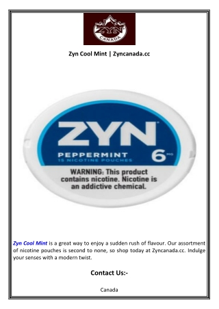 Zyn Cool Mint  Zyncanada.cc