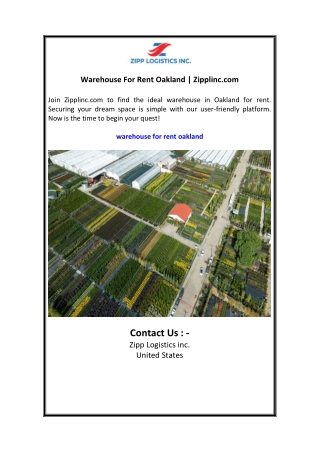 Warehouse For Rent Oakland  Zipplinc.com