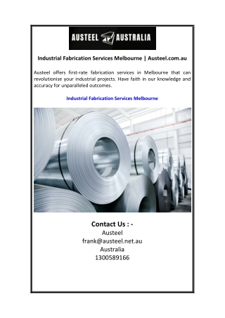 Industrial Fabrication Services Melbourne Austeel.com.au