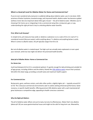 What Is a Good pH Level for Alkaline Water for Home and Commercial Use