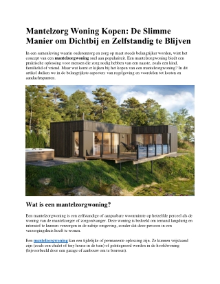Mantelzorg Woning Kopen