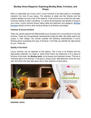Bentley Home Elegance: Exploring Bentley Beds, Furniture, and Prices