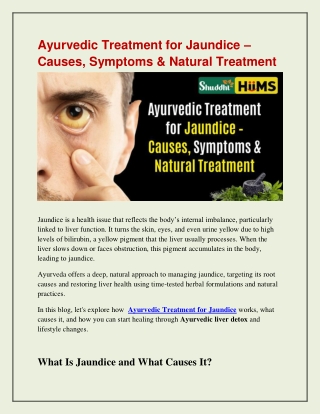 Ayurvedic Treatment for Jaundice – Causes, Symptoms & Natural Treatment