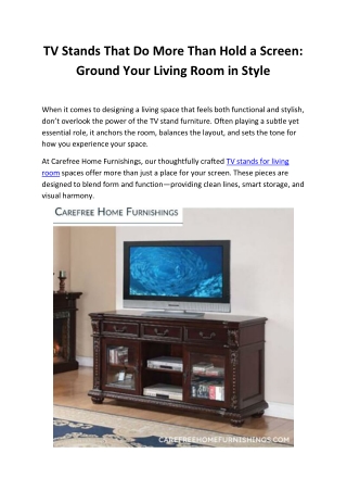 Stylish TV Stand Furniture for a Balanced, Organized Living Room