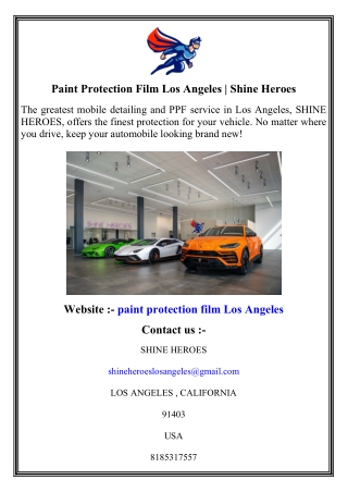 Paint Protection Film Los Angeles   Shine Heroes