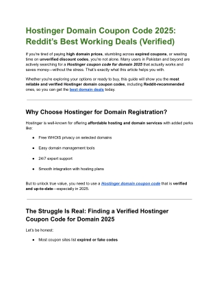 Hostinger Domain Coupon Code 2025_ Reddit’s Best Working Deals (Verified)