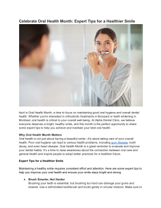 Celebrate Oral Health Month_ Expert Tips for a Healthier Smile - Alphadentalclinic.com