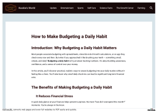 Budgeting a Daily Habit