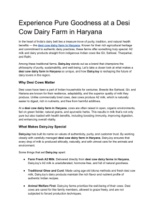 Experience Pure Goodness at a Desi Cow Dairy Farm in Haryana