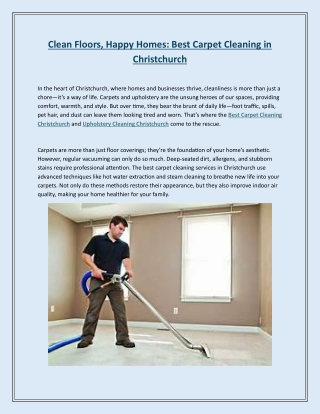 Clean Floors, Happy Homes Best Carpet Cleaning in Christchurch