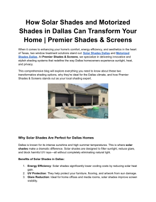 How Solar Shades and Motorized Shades in Dallas Can Transform Your Home _ Premier Shades & Screens