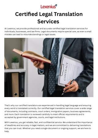 Best Certified Legal Translation Services!