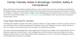 Family-Friendly Hotels in Brookings_ Comfort, Safety & Convenience