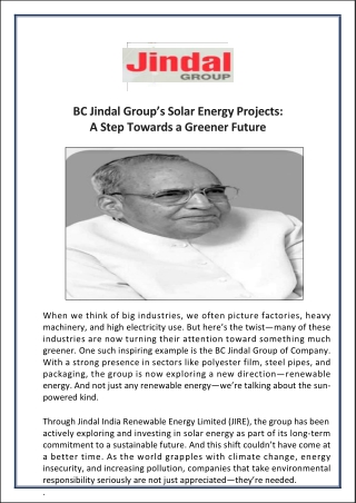 bc jindal group s solar energy projects a step