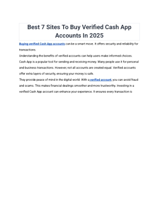 Best 7 Sites To Buy Verified Cash App Accounts In 2025