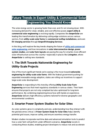 Future Trends in Expert Utility & Commercial Solar Engineering You Should Know