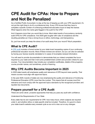 cpe audit for cpas how to prepare