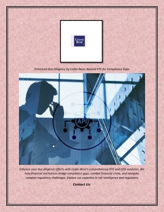 Enhanced Due Diligence by Cedar-Rose Beyond KYC for Compliance Gaps