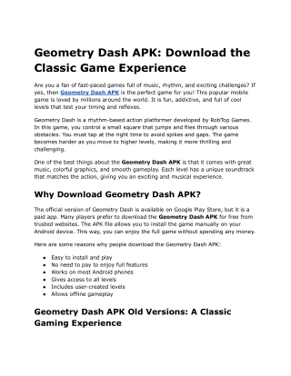 Geometry Dash APK_ Download the Classic Game Experience