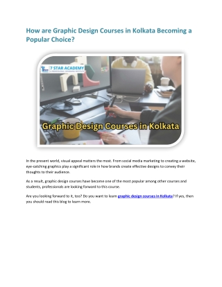 How are Graphic Design Courses in Kolkata Becoming a Popular Choice