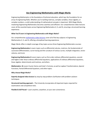 Ace Engineering Mathematics with Magic Marks