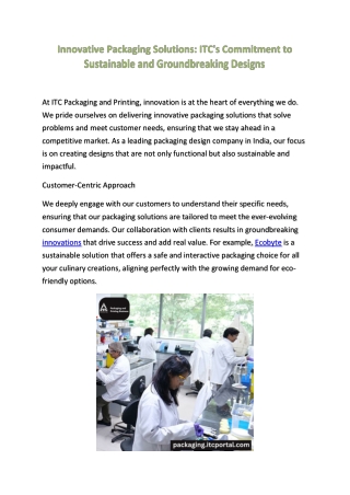 Innovative Packaging Solutions by ITC: Leading the Future of Packaging