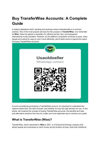 Buy TransferWise Accounts_ A Complete Guide